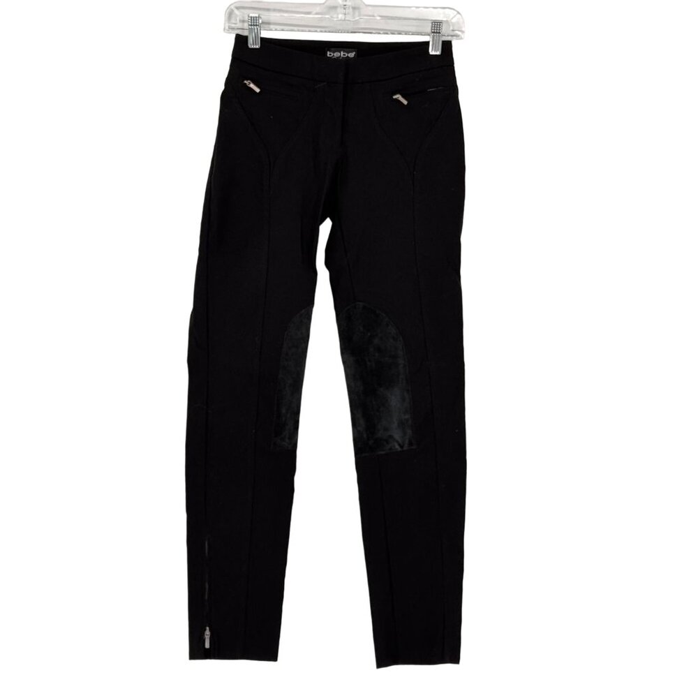 Bebe Womens Riding Pants Womens 2 Suede Knees Zippers Stretch 90s‎ Y2K USA Horse